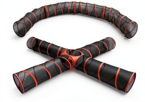 Hide N Side Pet Play Tunnel 4 Way Orange Black Durable-0