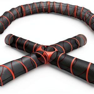 Hide N Side Pet Play Tunnel 4 Way Orange Black Durable-0