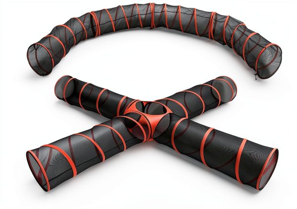 Hide N Side Pet Play Tunnel 4 Way Orange Black Durable-0