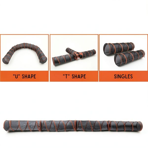 Hide N Side Pet Play Tunnel 4 Way Orange Black Durable-6