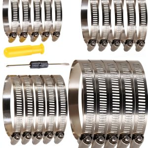 304 Stainless Steel Worm Gear Hose Clamps 20pcs Kit LAZIRO 44-108mm-0