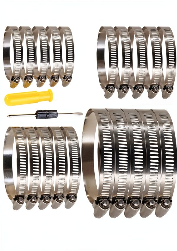 304 Stainless Steel Worm Gear Hose Clamps 20pcs Kit LAZIRO 44-108mm-0