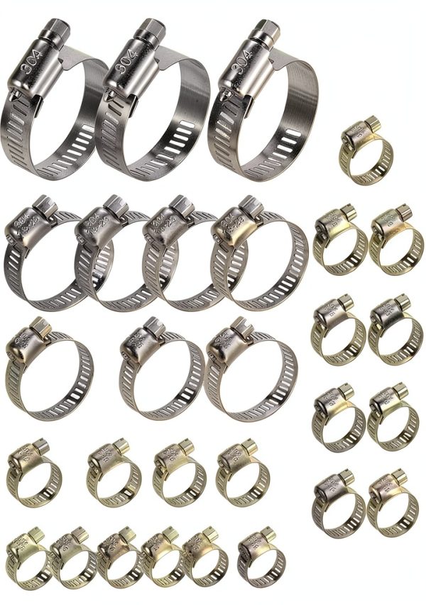 Hose Clamps 40Pcs Stainless Steel Worm Gear Kit 1/4"-1-1/2" Adjustable-0
