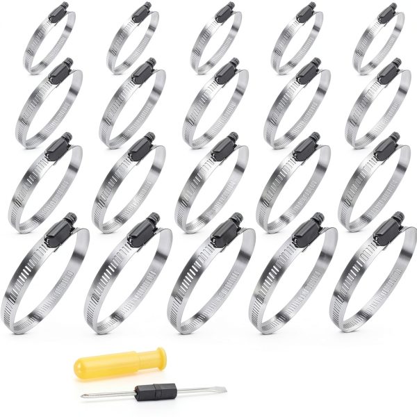 304 Stainless Steel Worm Gear Hose Clamps 20pcs Kit LAZIRO 44-108mm-8