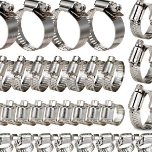 304 Stainless Steel Worm Gear Hose Clamp 50‑Piece WPWOSKU Pipe Clamps-0