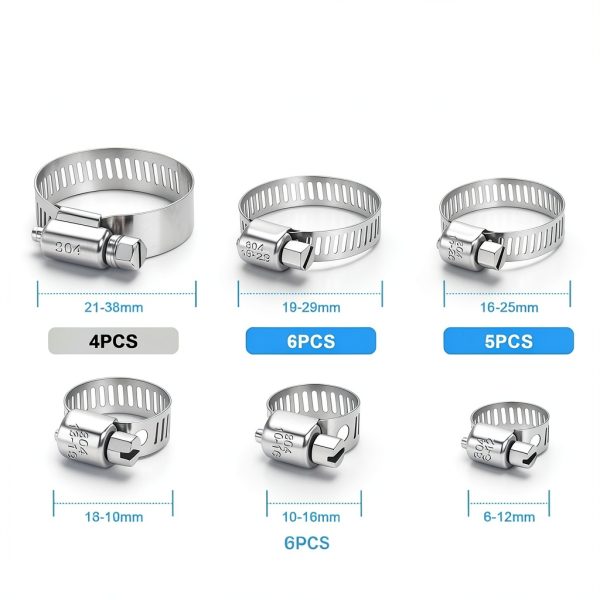 Hose Clamps 40Pcs Stainless Steel Worm Gear Kit 1/4"-1-1/2" Adjustable-1